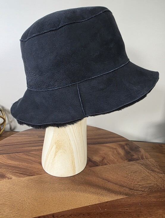 Owen Barry Luxury Black Real Sheepskin Shearling Bucket Hat Made in UK main image 7
